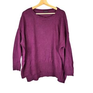 Eileen Fisher Sweater Purple Cotton Linen Drop Shoulder Oversized Women's 1X
